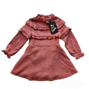 Art Class Rust Tan Red Valentines Ruffle Dress